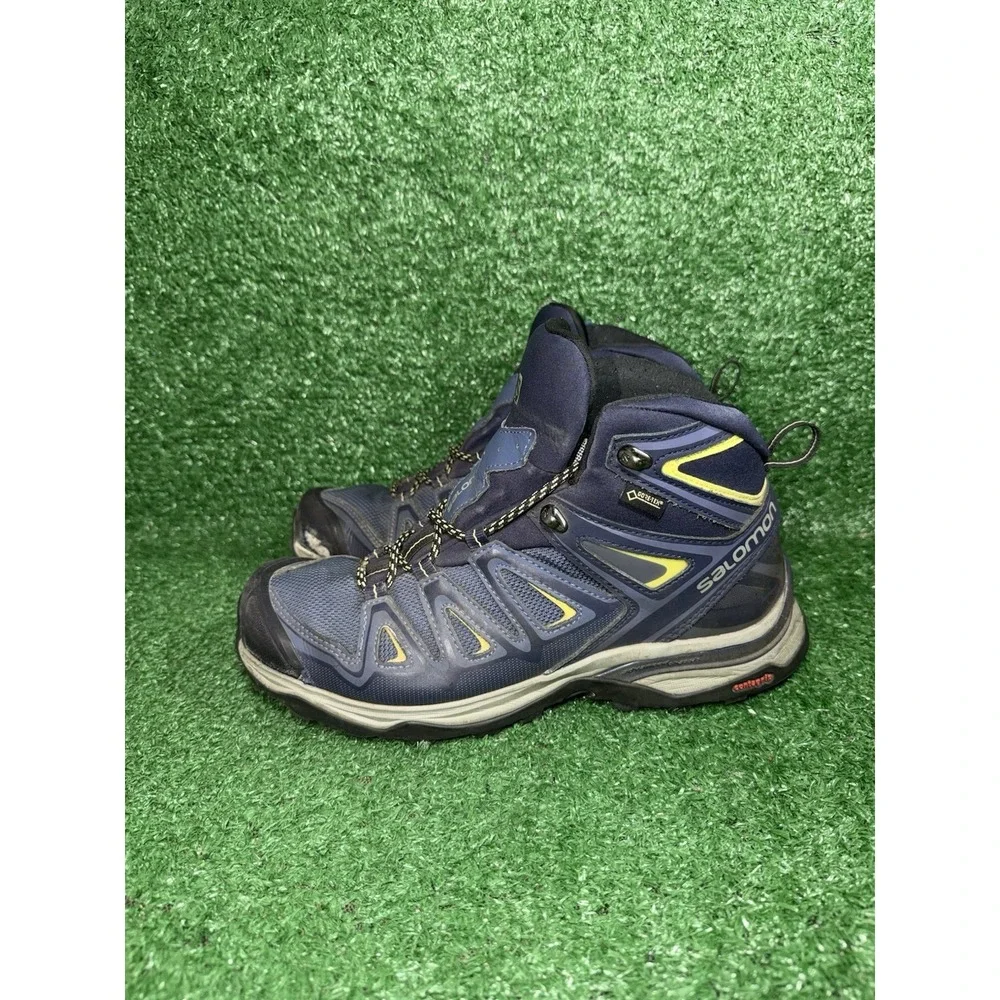 Salomon X Ultra 3 Gore Tex Women Size 8.5 Blue Hiking Trail Boots Hi Top Sneaker
